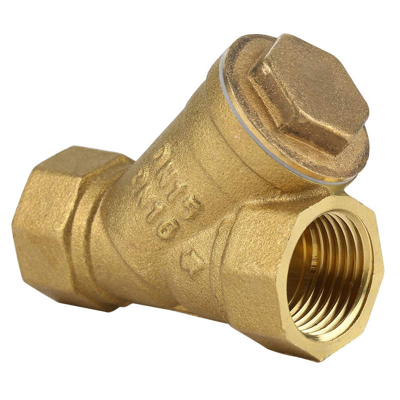 Akozon Y Shaped Filter Ball Valve 1/2 Inch BSPP Female Thread Y Shaped Three Way Brass Strainer Filter Valve Connection for Water Oil Separation