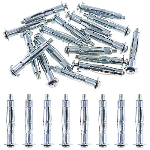 Glarks 30Pcs 5x52MM Heavy Duty Zinc Plated Steel Molly Bolt Hollow Drive Wall Anchor Screws Set for Drywall, Plaster and Tile (M5x52) hollow wall anchor