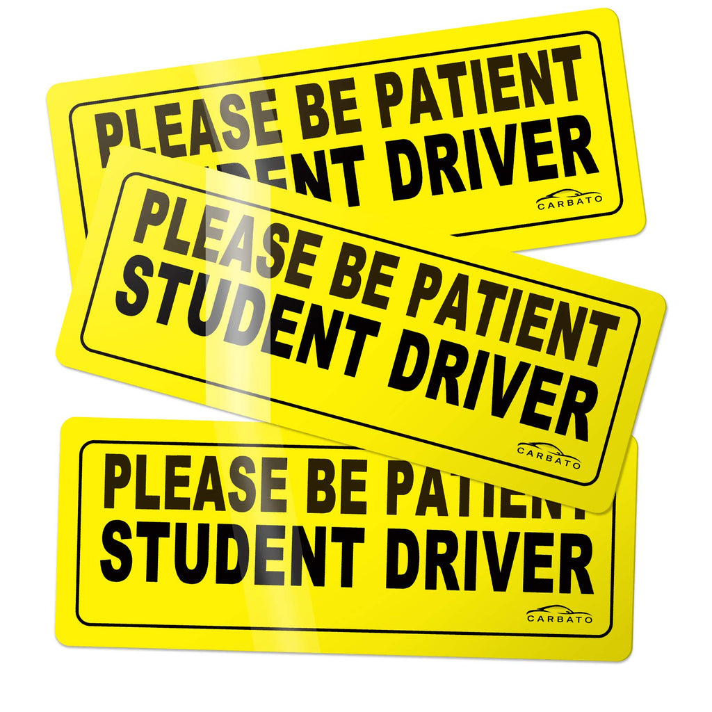 Student Driver Magnet Safety Sign - Car Vehicle Reflective Sticker Bumper for New Drivers - Set of 3 Black