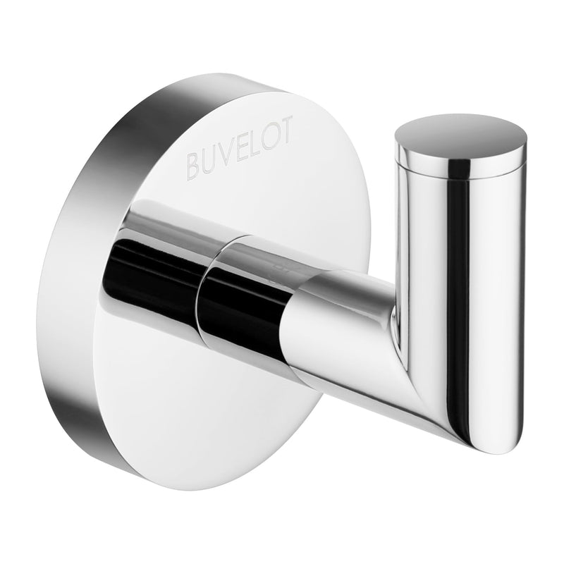 Towel Hook, Coat Hooks for Bathroom and Kitchen, Modern Robe Hook Wall Mounted, Chrome, 077010-CR, Leo Series