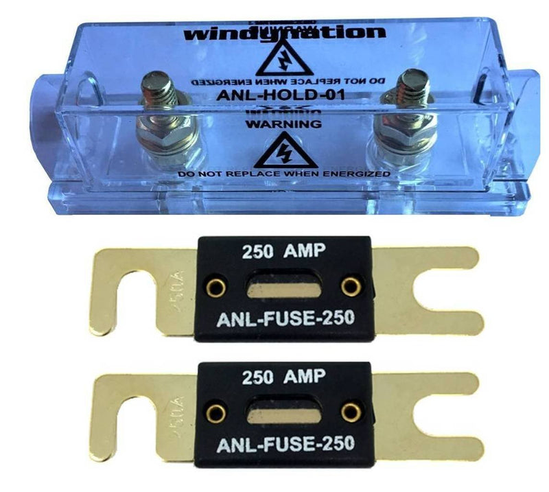 WindyNation ANL Fuse Holder + ANL Fuse (2pcs 250A Fuse) 2pcs 250A Fuse