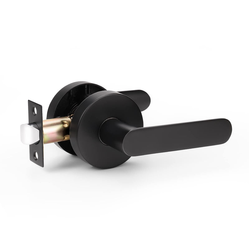 KNOBWELL 1 Pack Matte Black Door Handles, Passage Door Levers for Hallway and Closet, Black Interior Door Handles 1.94 lb One Lever 1 Pack Passage No Lock