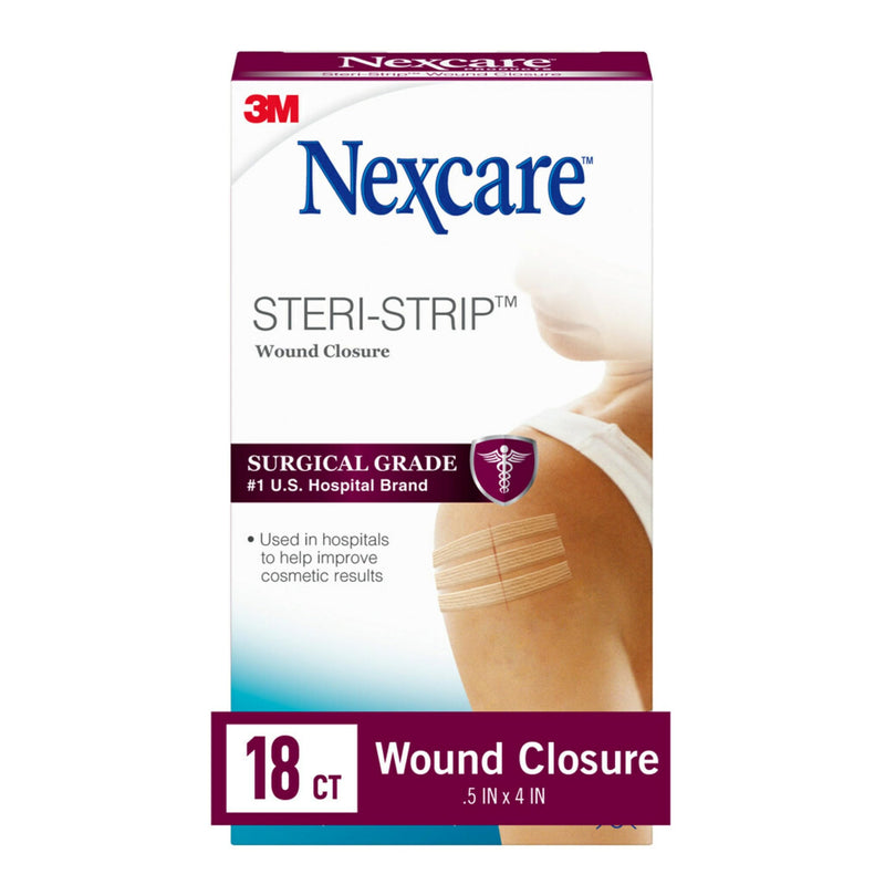3M Steri-Strip Reinforced Adhesive Skin Closures, Sterile Wound Closure Strips, 1/2 in x 4 in (12 mm x 100 mm), Breathable, Latex-Free, 18 Count (1 Pack)