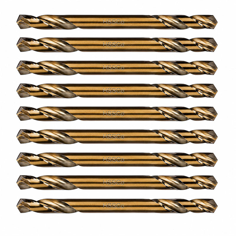 HSS Cobalt Drill Bit Double End 1/4 in. Stubby Body Drill Steel Metal Iron-10Pc 1/4"(10Pcs)