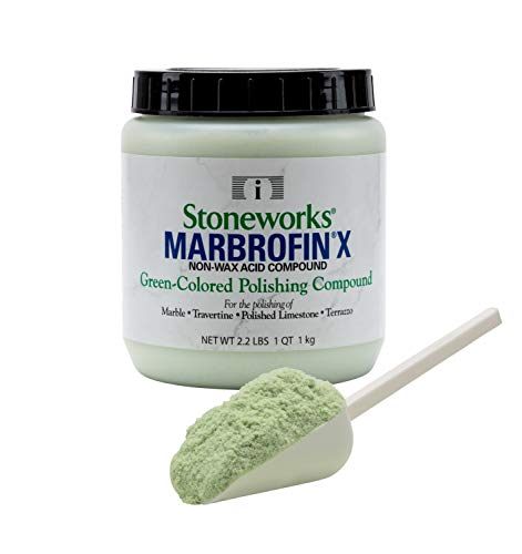 Marbrofin X, 1 Quart (2.2 Lb) Green-Colored Polishing Powder for Marble and Other Natural Stones