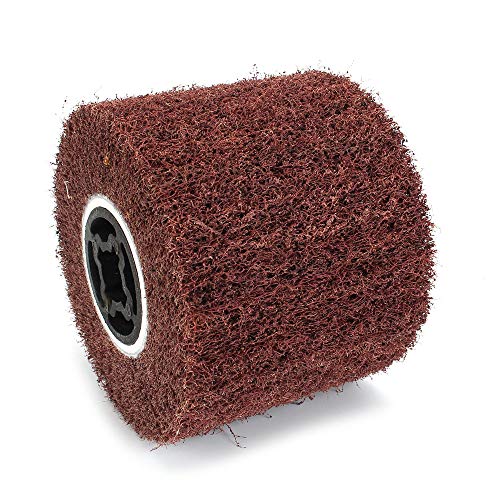 120x100x19mm Non-Woven Abrasive Wire Drawing Polishing Burnishing Wheel Flap Brush for Surface Treatment Stainless Steel, Aluminum, Copper, and More - 80 Grit