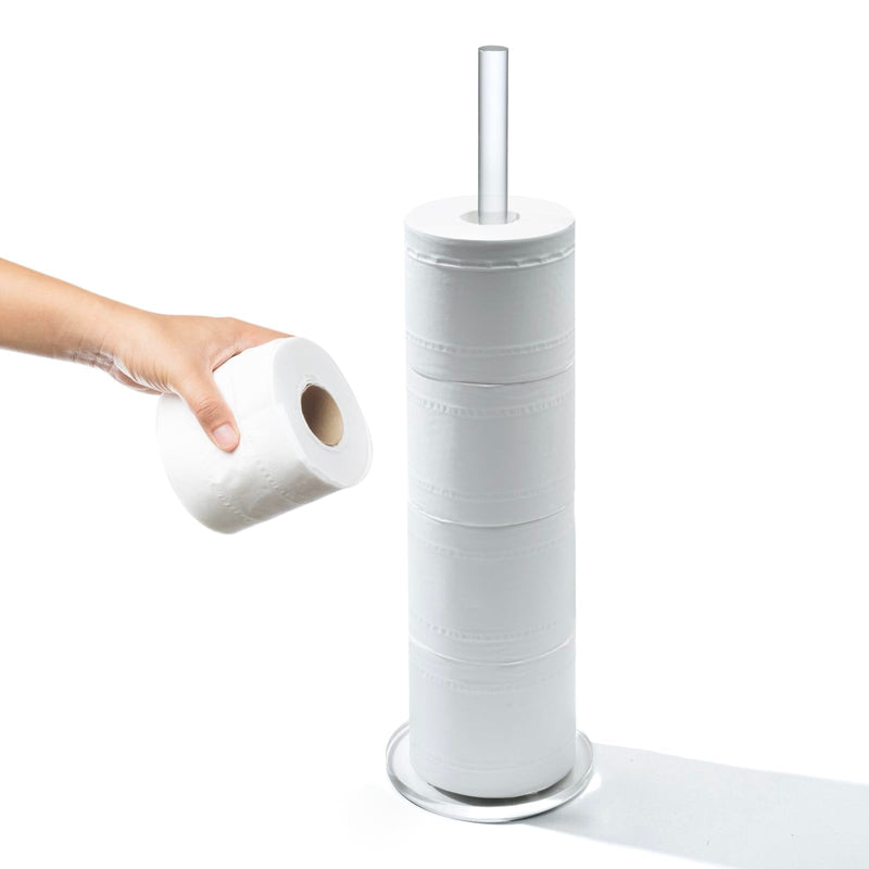 MyGift Freestanding Toilet Paper Holder Stand - Bathroom Toilet Paper Storage with Floor Standing Roll Dispenser Clear