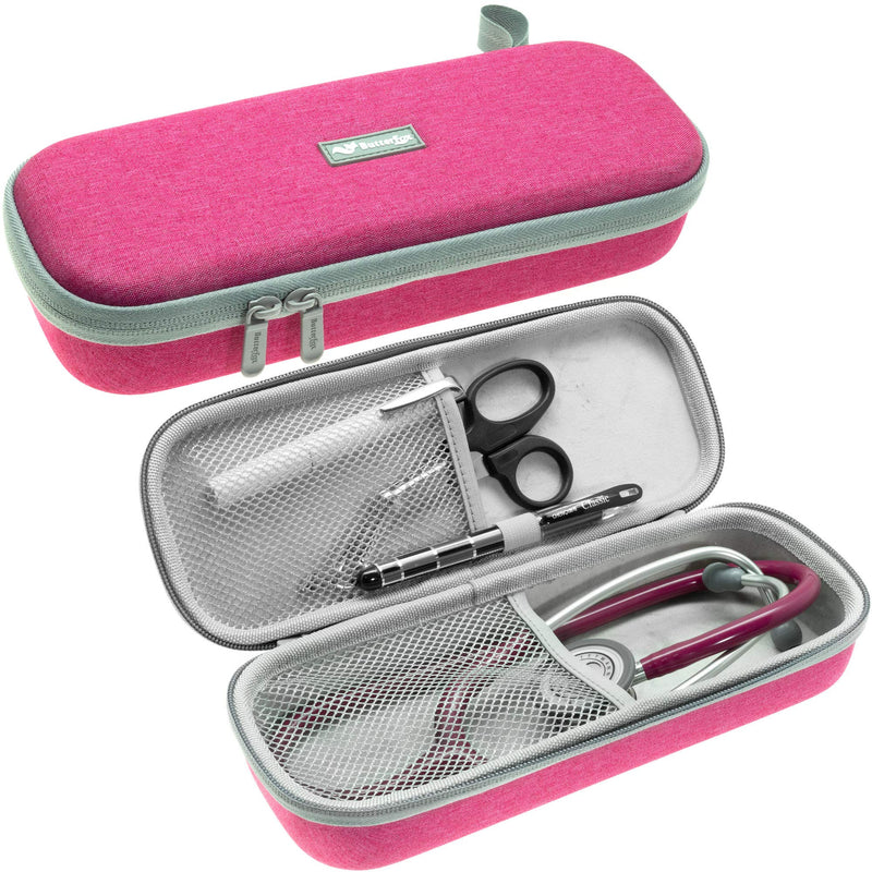 ButterFox Semi Hard Stethoscope Case for Classic III, Cardiology IV Diagnostic, Lightweight II S.E, and More Stethoscopes with Pocket for Nurse Accessories (Pink)