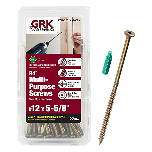 GRK Fasteners R4™ #12/14 x 5-5/8" Multi-Purpose Framing Screws, 50 PCS Gold #12/14 x 5-5/8"