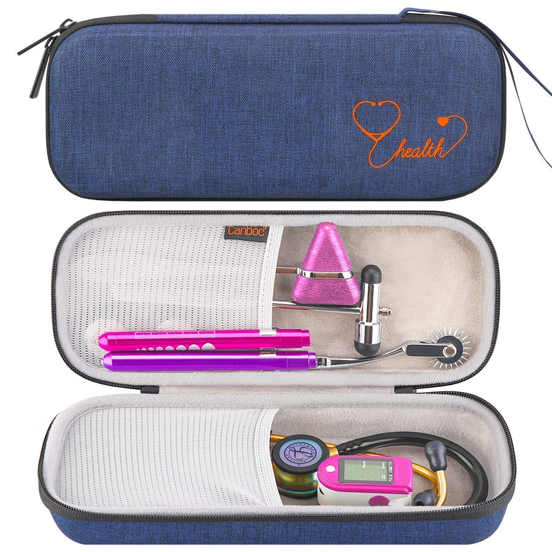 Canboc Hard Stethoscope Case for 3M Littmann Classic III, Lightweight II S.E, Cardiology IV, MDF Acoustica Stethoscope, Mesh Pocket fits Medical Scissors, Penlight, Oral Thermometer, Dark Blue