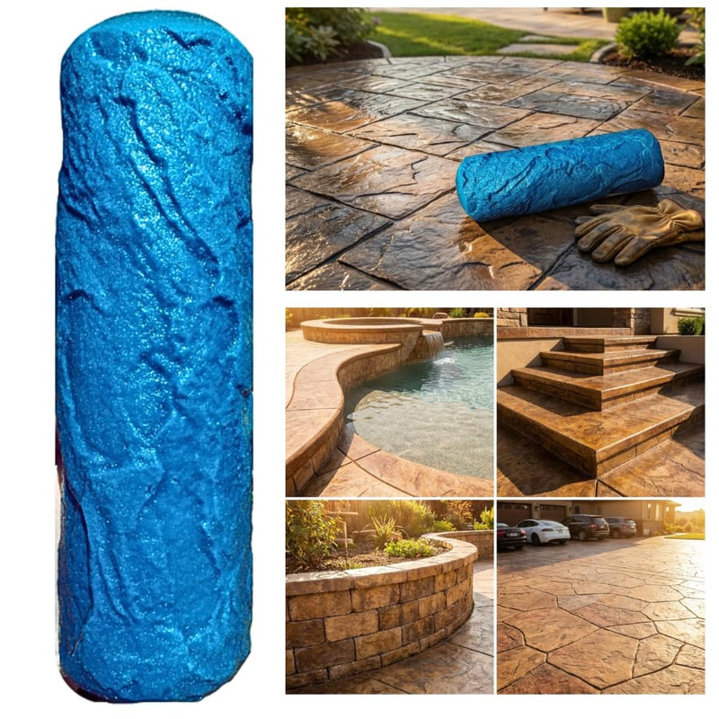 The Original Weathered Flagstone, Concrete Roller Stamp, Stone Texture Roller, Concrete Roller Stamp, and Masonry Form, for decorative concrete patios, driveways, walkways, water features, etc. by SBC WeatheredFlagstone