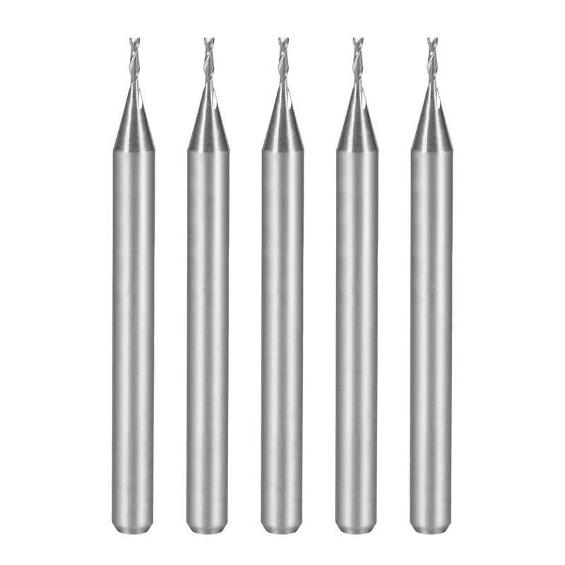 uxcell 5PCS 1/8" Shank 0.8mm x 3mm Carbide End Mill CNC Router Bits 2 Flute Milling Bit for Acrylic PVC MDF Wood
