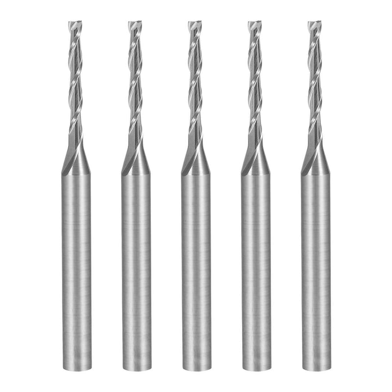 uxcell 5PCS 1/8" Shank 1.5mm x 12mm Carbide End Mill CNC Router Bits 2 Flute Milling Bit for Acrylic PVC MDF Wood