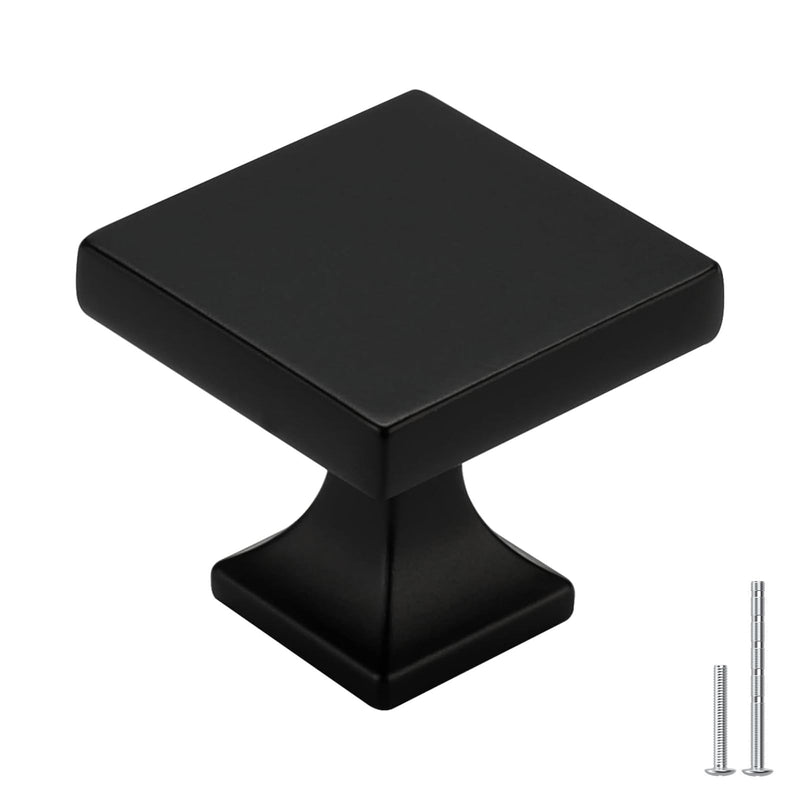 homdiy 10 Pack Black Cabinet Knobs Matte Black Square Dresser Drawer Knobs Zinc Alloy Kitchen Cabinet Hardware