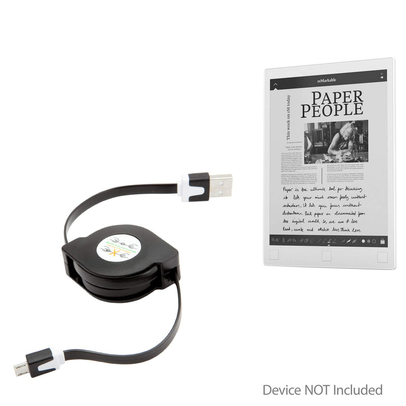 Cable for Remarkable Paper Tablet (Cable by BoxWave) - miniSync, Retractable, Portable Sync Cable for Remarkable Paper Tablet Retractable Cable