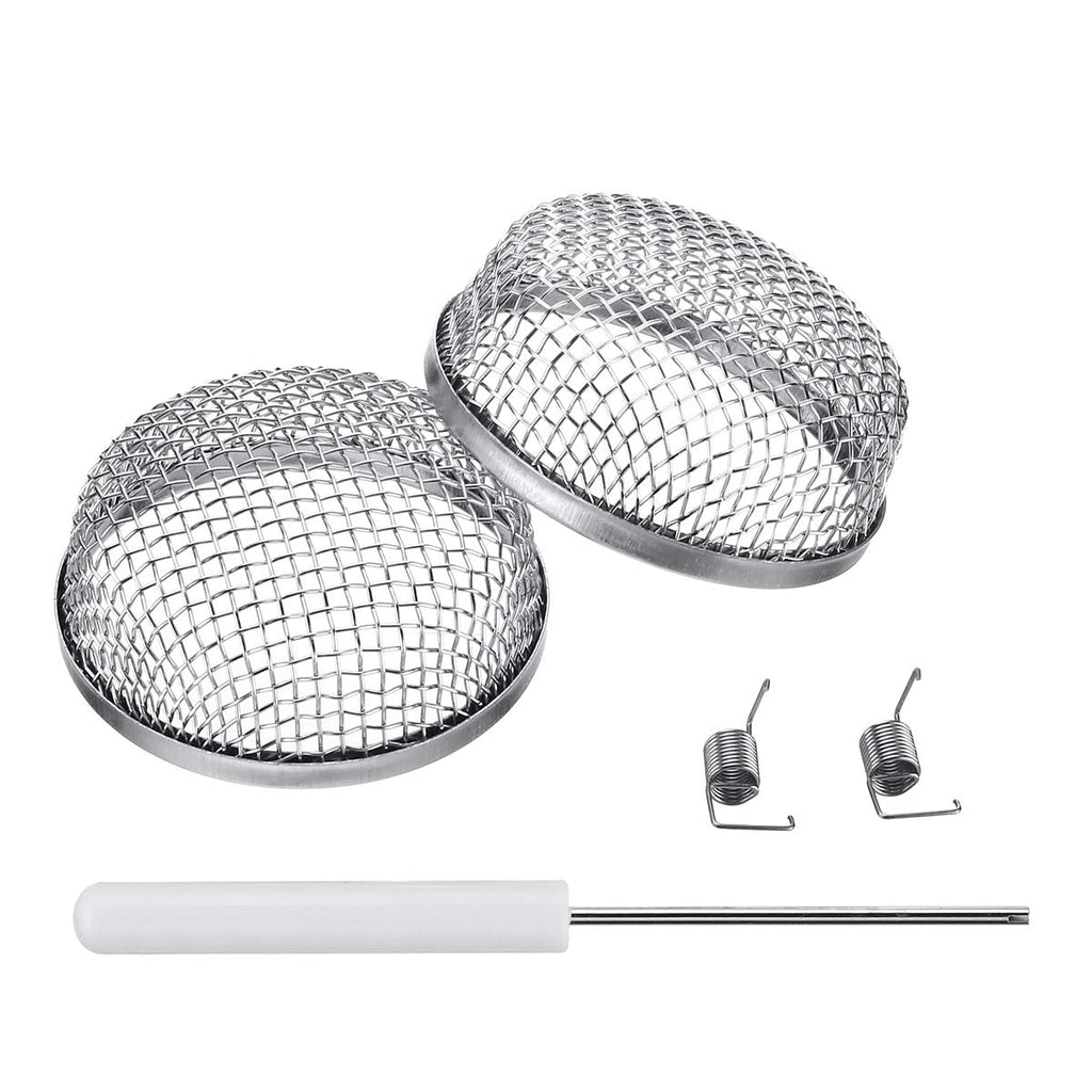 Miady RV Furnace Vent Screen - 2 Pack Flying Insect Bug Cover Camper Heater Exhaust Vents - 2.8" Stainless Steel Mesh Screens - Installation Tool Included