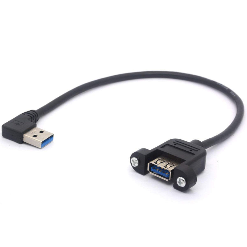 Left Angled USB 3.0 Panel Mount Cable USB3.0 Male to Female with M3 Screw Panel Mount Extension Cord for Industrial Computer PC 30CM (Left) Left