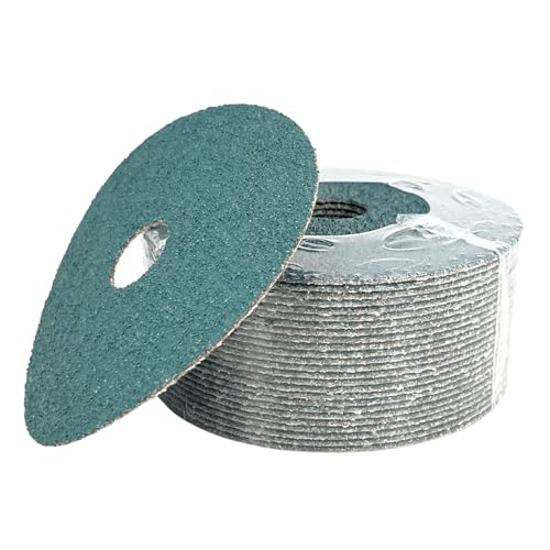 VSM 25-Pack - 4-1/2 inch 24 Grit (Coarse) - Zirconia Alumina Resin Fiber Discs, Tear-Resistant Fiber Backing, Hand-Held Machine Compatible, Durable Sanding Discs 4-1/2IN