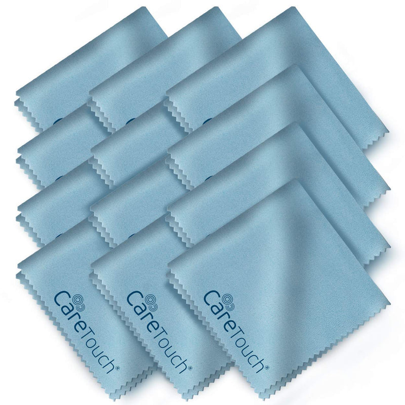 Care Touch Microfiber Cleaning Cloths, 12pk - Glasses Cleaner Wipes - Eye Glass Clean Cloths - Screens, Lenses, Phones, and Eyeglass Cleaner Wipes - Lint Free Microfiber Glasses Cleaner Cloth, 6" x 7" 12 Count Blue