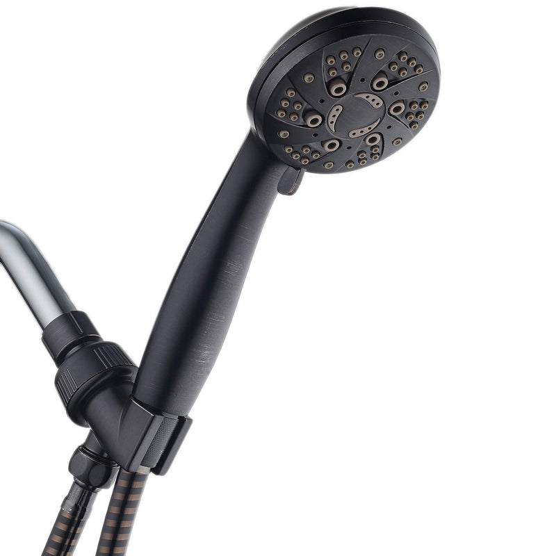 AquaDance High Pressure 6-Setting Hand Held Shower Head with Extra-Long 6 Foot Hose & Bracket – Anti-Clog Nozzles - USA Standard Certified - Top U.S. Brand - OIL RUBBED BRONZE