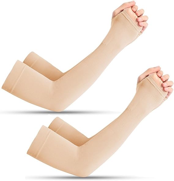 Kinship Comfort Brands Arm Skin Protector Sleeves. Keep Arm Skin safe from Abrasions, Bruising, Thin Skin Tears, and UV/Sun. Nude (1 Pair) Medium (1 Pair)