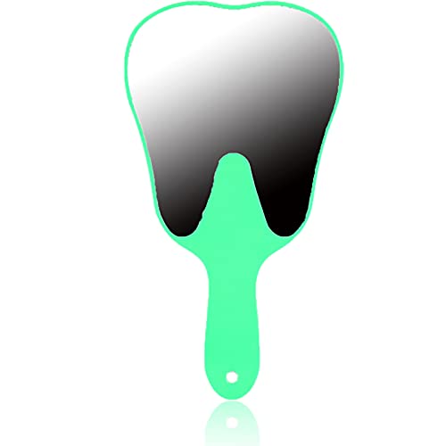 Hand Mirror, Small Hand Mirror, Single-sided Hand Mirror with Low Magnification, Dental Care Hand Mirror Tool, Fashionable, Cute Dental Care, Hand Mirror Tool, 4 Colors, Plastic Handle (Green)