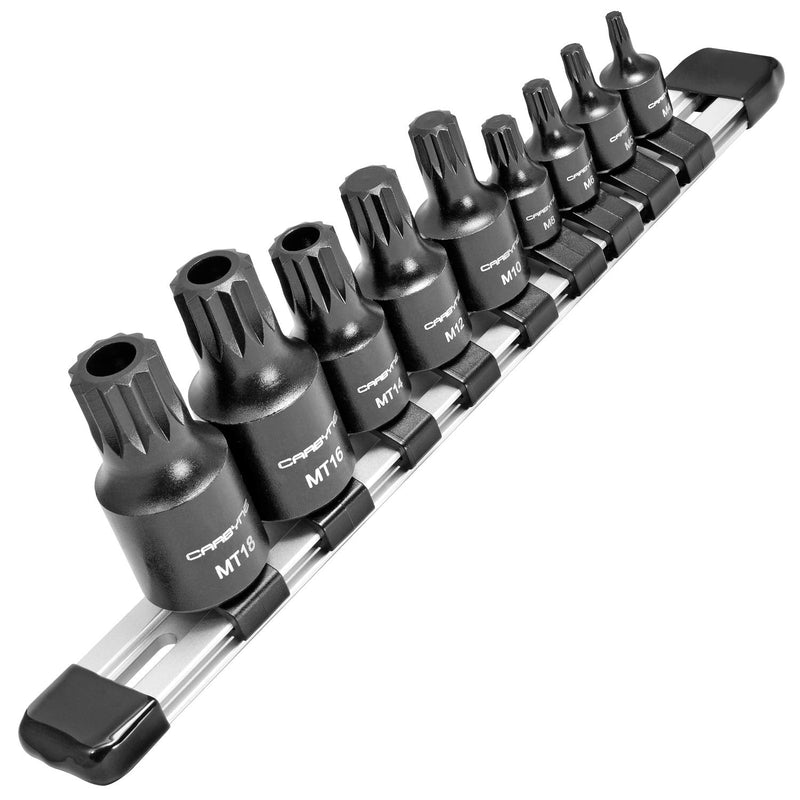 CARBYNE 9-Piece Triple Square Impact Socket Set, XZN Spline Bit, CrMo Steel, Manganese Phosphate Coating, Metric M4 to M18, 1/4 in. 3/8 in. and 1/2 in. Drive