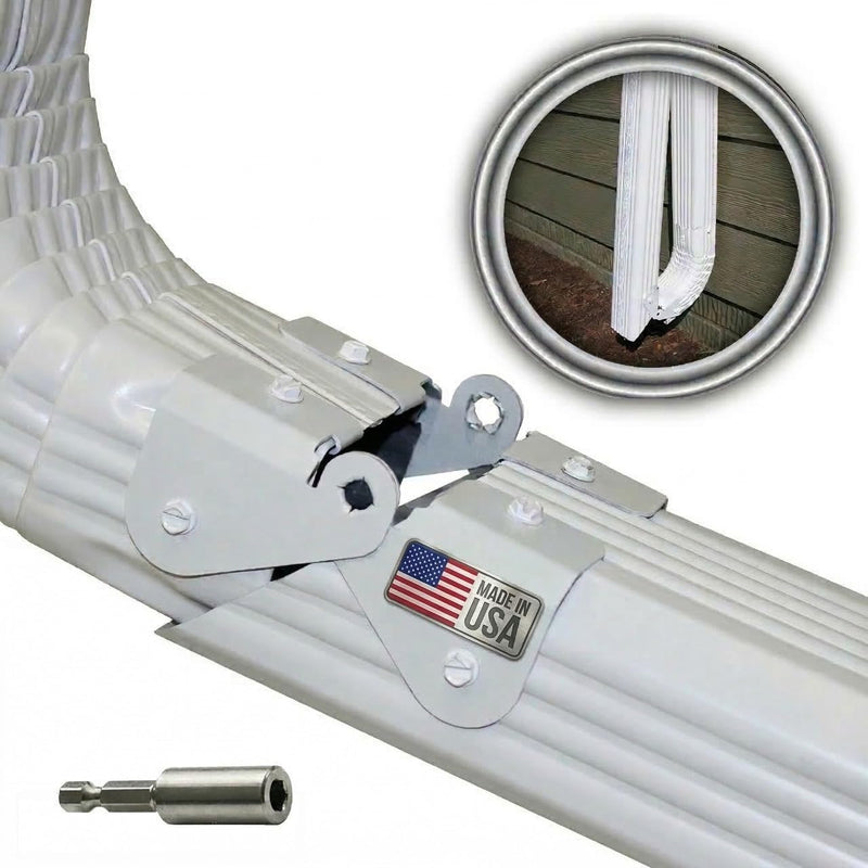 Zip Hinge Downspout Gutter Hinge (5 Pack) | Made in USA | Flip-Up Extension Hinge for Lawn Mowing | Fits Any Size Rectangle or Square Downspouts | Easy DIY Install, Hardware Included 5