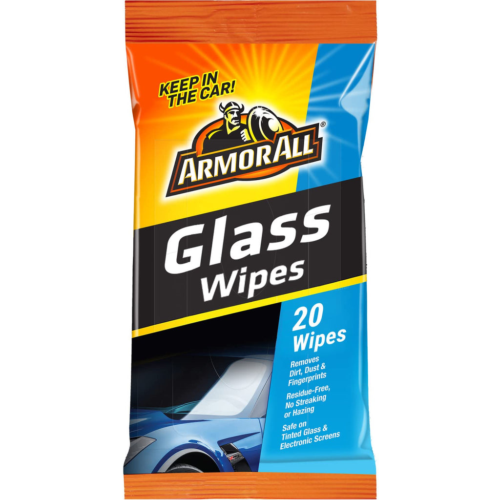 Car Glass Wipes by Armor All, Auto Glass Cleaner Wipes for Dirt and Dust, 20 Count 20 Count (Pack of 1)