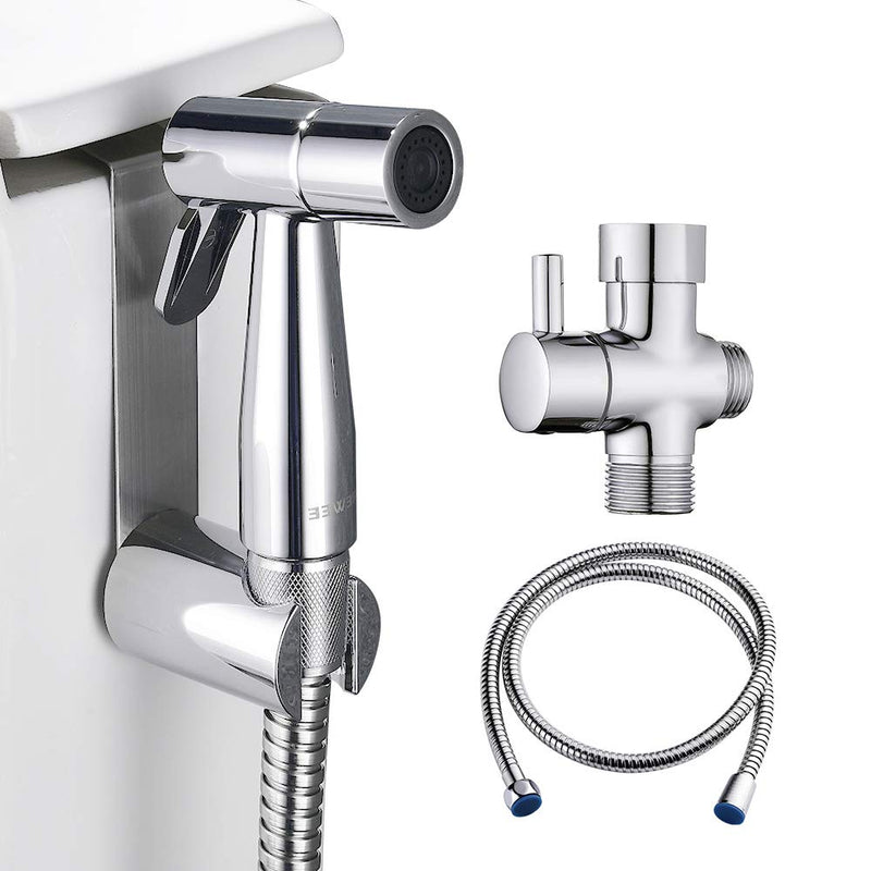 ABS Handheld Bidet Sprayer for Toilet,REWEE Chrome Plate Plastic Bidet Attachment for Toilet,Cloth Diaper Bidet Toilet Sprayer,Toilet Bidet Set Cleaning Hygiene shutoff