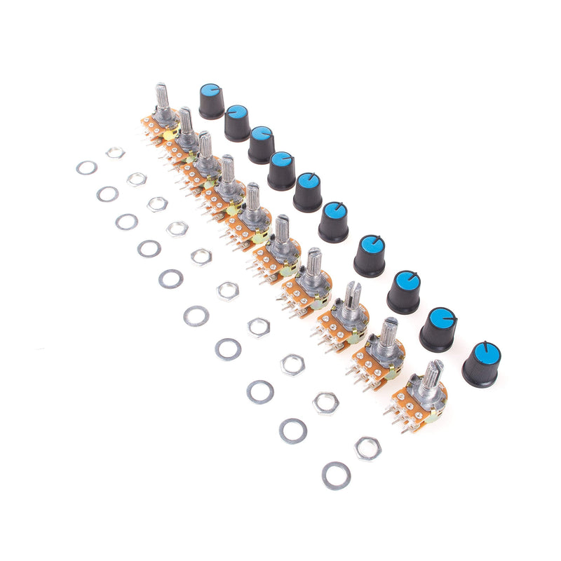 WH148 B10K Dual Stereo 6-Pin Potentiometer with Nuts and Discs Pack of 10