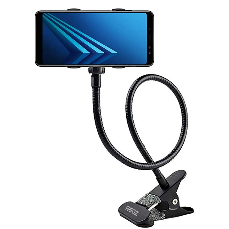 AGOZ Cell Phone Holder Gooseneck Mount, Lazy Clamp Clip Flexible Phone Stand for Office Desk Bed iPhone 16 Pro Max, iPhone 15 14 13 12 11, Samsung Galaxy S25, S25 Ultra, S24 S23 S22 A54 A14 A15 A16 Black