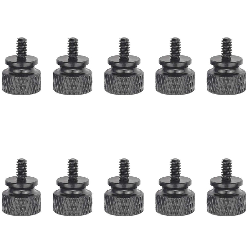 6#-32 Anodized Aluminum Thumbscrews, Computer Case Thumbscrews, Thumb Screws, Black, 10 PCS