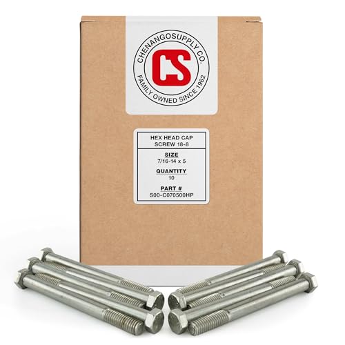 Stainless 7/16-14 x 5" Hex Head Bolts 304 Stainless Steel (10 Pieces) 7/16-14 x 5"