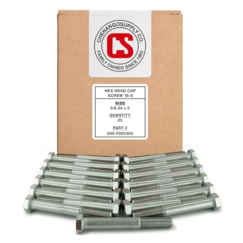 Stainless 3/8-24 x 3 Hex Head Bolts (3/4" to 5" Length in Listing) 3/8-24 x 3"