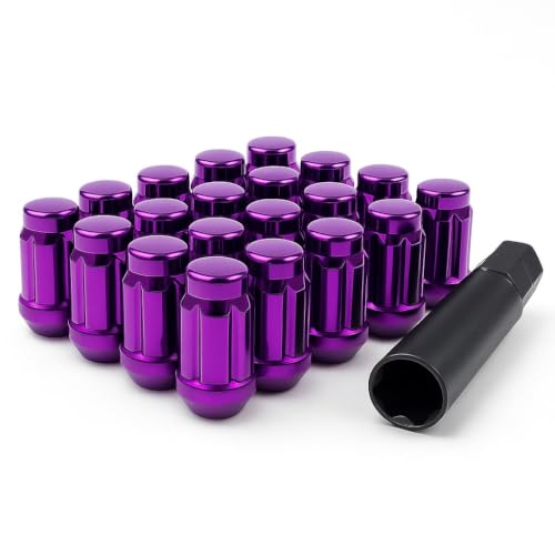 20 Purple Spline Drive Small Diameter Acorn 12x1.5 Purple Lug Nut Kit with Key 20