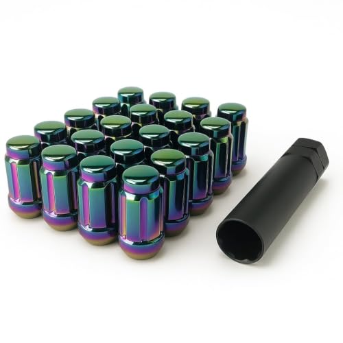 20 Neo Chrome Spline Drive Small Diameter Acorn 12x1.5 Neo Chrome Lug Nut Kit with Key 20
