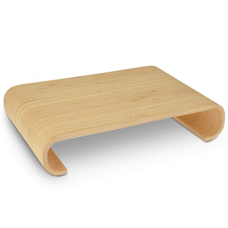 Navaris Wood Monitor Stand Riser - Computer Desk Organizer Desktop Dock Wooden Mount Display for PC TV Screen Notebook Laptop - Bamboo bamboo wood light brown