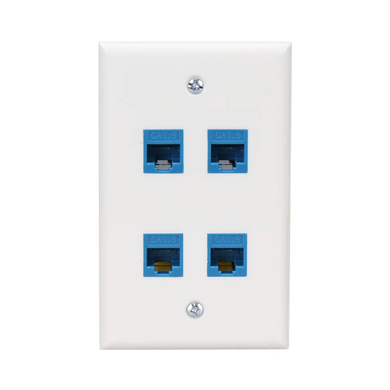 Ethernet Wall Plate 4 Port,Cat 6 Wall Plate Female-Female Compatible with Cat7/6/6e/5/5e Ethernet Devices -Blue Cat6-4port