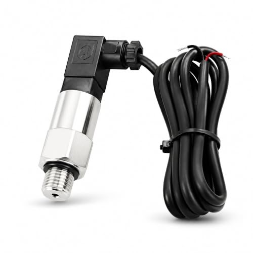 Stainless Steel Pressure Transducer, Pressure Sensor Silicon Pressure Transmitter Sensor Water Flow Sensor 4-20mA Output G1/4 Inch for Water Gas Oil (0-0.5 MPA) 0--1MPA
