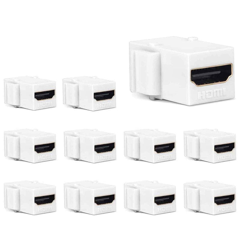 HDMI Keystone Jack, PHIZLI 10 Pack HDMI Keystone Insert Female to Female Coupler Adapter (White)