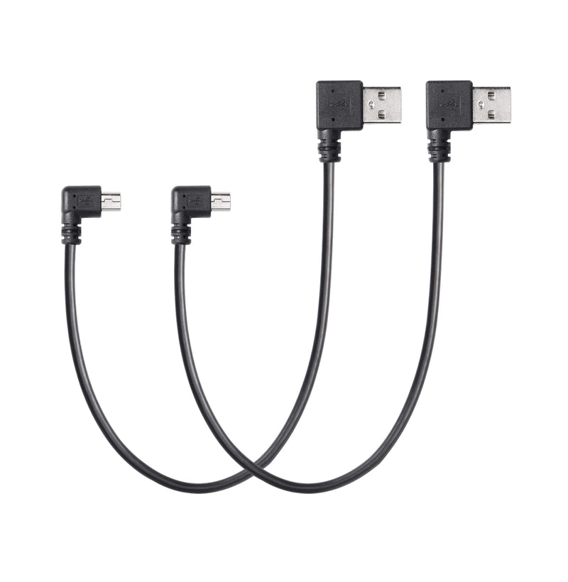 CERRXIAN 9Inch Mini USB Cable Combo Mini USB Left Angle to USB Type A 2.0 Right Angle Male Data Sync and Charge Cable (Black)(2-Pack) RL USB A Right-mini usb left