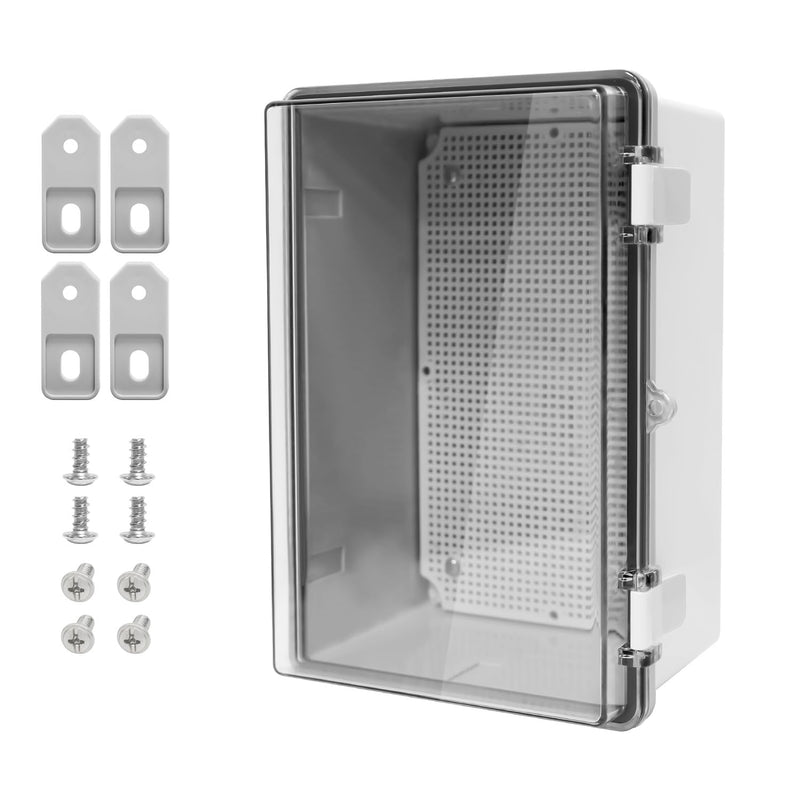 ABS Plastic Dustproof Waterproof IP65 Junction Box Hinged Shell Universal Electrical Project Enclosure Gray, with PC Transparent Clear Cover 11.4 x 7.5 x 5.5inch(290 x190 x140mm) 11.4" x 7.5" x 5.5"