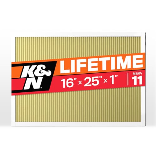 K&N 16x25x1 Air Filter, Merv 11, Washable Air Filter, the Last Furnace Filter You Will Ever Buy, Breathe Safely at Home or in the Office (Actual Dimensions .8 x 24.6 x 15.6 inches),1 Count (Pack of 1) 15.6" x 24.6" x 0.8"