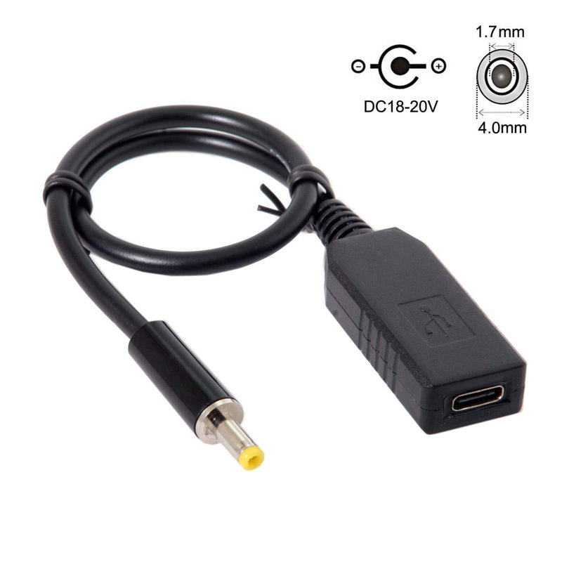 Cablecc USB 3.1 Type C USB-C to DC 20V 4.0x1.7mm Power Plug PD Emulator Trigger Charge Cable for Laptop DC 4.0-1.7MM