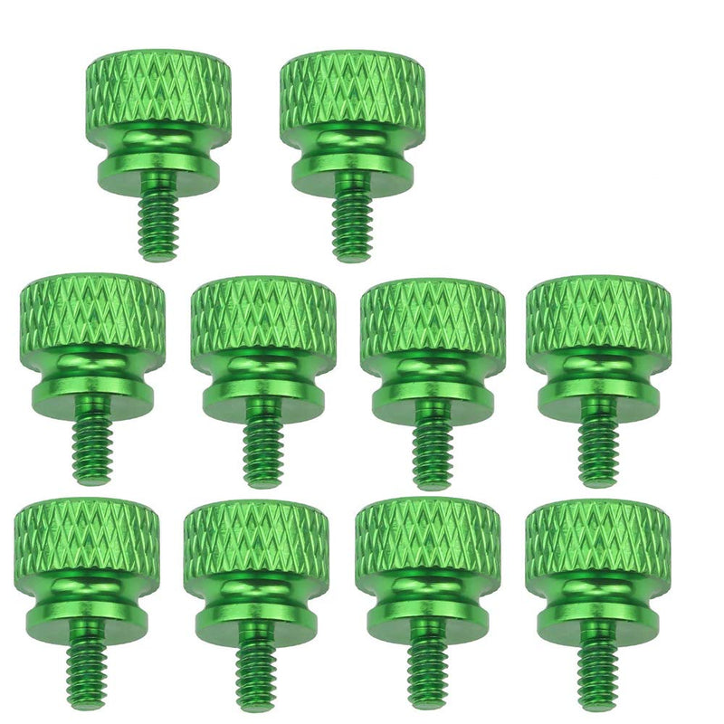 10-pcs Anodized Aluminum Computer Case Thumbscrews (6-32 Thread) for Computer Cover/Power Supply/PCI Slots/Hard Drives DIY Personality Modification & beautification (Green)