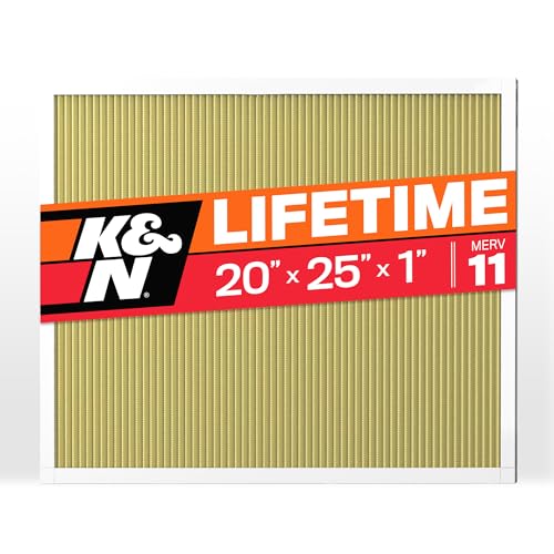 K&N 20x25x1 Air Filter, Merv 11, Washable Air Filter, the Last Furnace Filter You Will Ever Buy, Breathe Safely at Home or in the Office (Actual Dimensions .8 x 24.6 x 19.6 inches,1 Count (Pack of 1) 19.6" x 24.6" x 0.8"