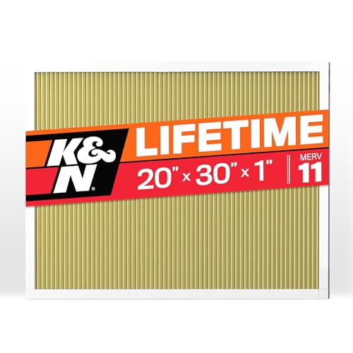 K&N 20x30x1 HVAC Furnace Air Filter, Lasts a Lifetime, Washable, Merv 11, the Last HVAC Filter You Will Ever Buy, Breathe Safely at Home or in the Office, HVC-12030 20" x 30" x 1"