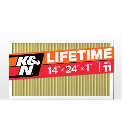 K&N 14x24x1 HVAC Furnace Air Filter, Lasts a Lifetime, Washable, Merv 11, the Last HVAC Filter You Will Ever Buy, Breathe Safely at Home or in the Office, HVC-11424 13.6" x 23.6" x 0.8"