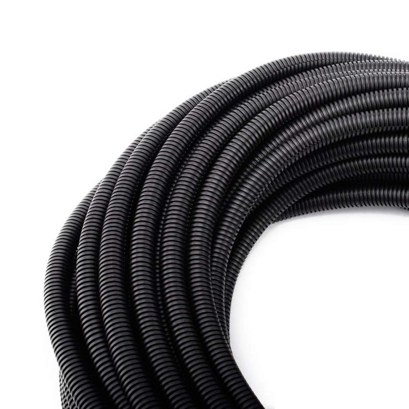 ZhiYo 50FT 3/8” Wire Loom Split Tubing Auto Wire Conduit Flexible Cover | High Temperature Heat Resistant -40F to 257F | Plastic Cover for Electrical Wires & Cables 50FT 3/8” Black